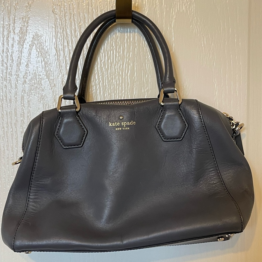 Leather Kate Spade New York Smokestack Grey Satchel Purse